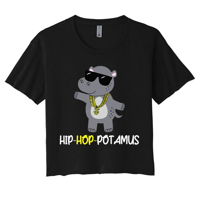 Rap 90s Hip Hop Hippo Cute Hippopotamus Zoo Animal Gift Crop Top