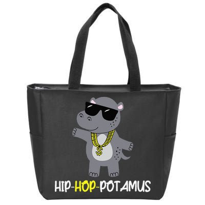 Rap 90s Hip Hop Hippo Cute Hippopotamus Zoo Animal Gift Zip Tote Bag
