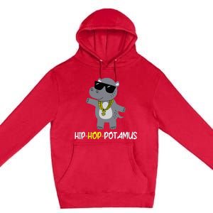 Rap 90s Hip Hop Hippo Cute Hippopotamus Zoo Animal Gift Premium Pullover Hoodie