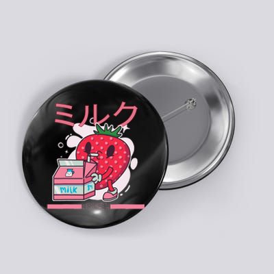 Retro 90s Japanese Kawaii Strawberry Milk Shake Cartoon  Button