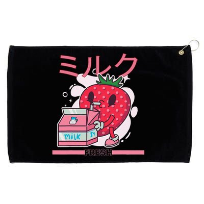 Retro 90s Japanese Kawaii Strawberry Milk Shake Cartoon  Grommeted Golf Towel