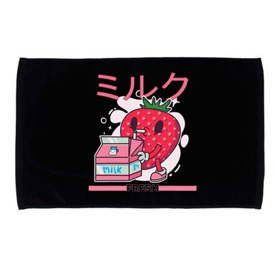 Retro 90s Japanese Kawaii Strawberry Milk Shake Cartoon  Microfiber Hand Towel