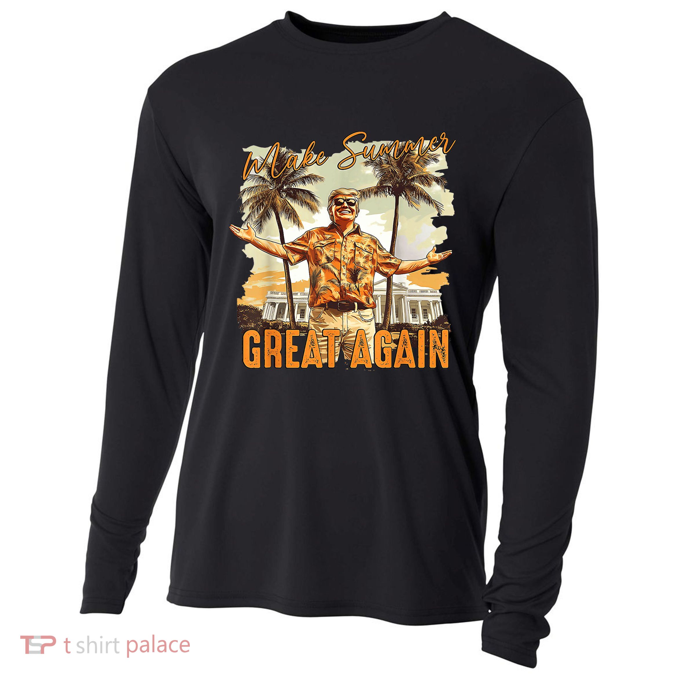 Retro 90's Make Summer Great Again Retro Trump Summer Cooling Performance Long Sleeve Crew