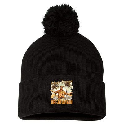 Retro 90's Make Summer Great Again Retro Trump Summer Pom Pom 12in Knit Beanie