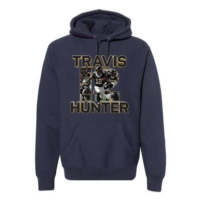 Retro 90s Travis Hunter Funny Graphic Premium Hoodie