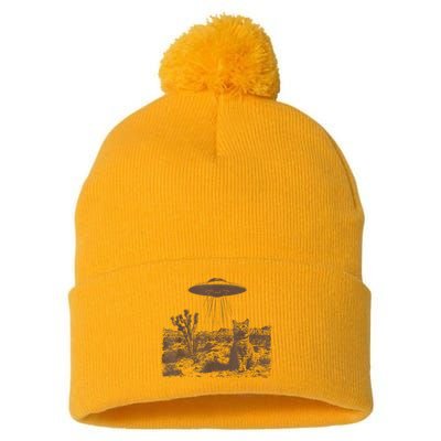 Retro 90s Western Vintage Ufo Cowboy Cat Wild West Kitten Pom Pom 12in Knit Beanie