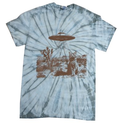 Retro 90s Western Vintage Ufo Cowboy Cat Wild West Kitten Tie-Dye T-Shirt