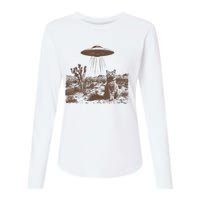 Retro 90s Western Vintage Ufo Cowboy Cat Wild West Kitten Womens Cotton Relaxed Long Sleeve T-Shirt