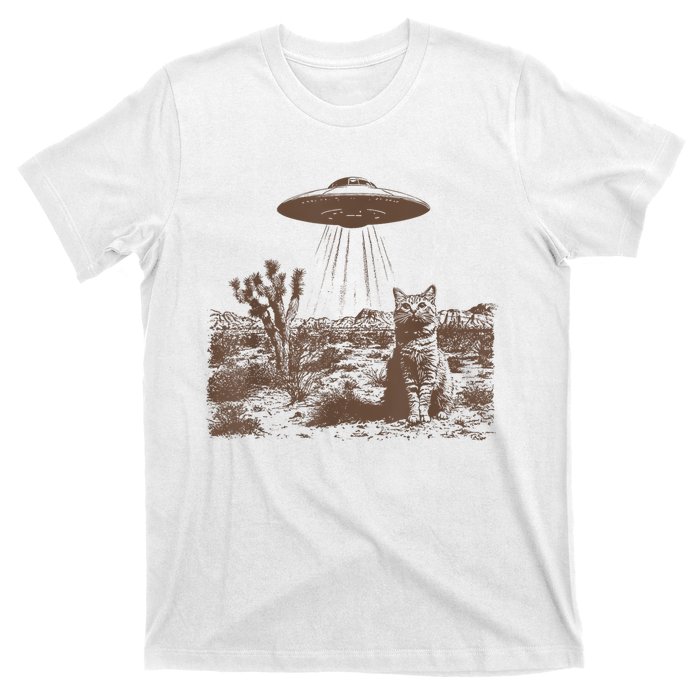 Retro 90s Western Vintage Ufo Cowboy Cat Wild West Kitten T-Shirt