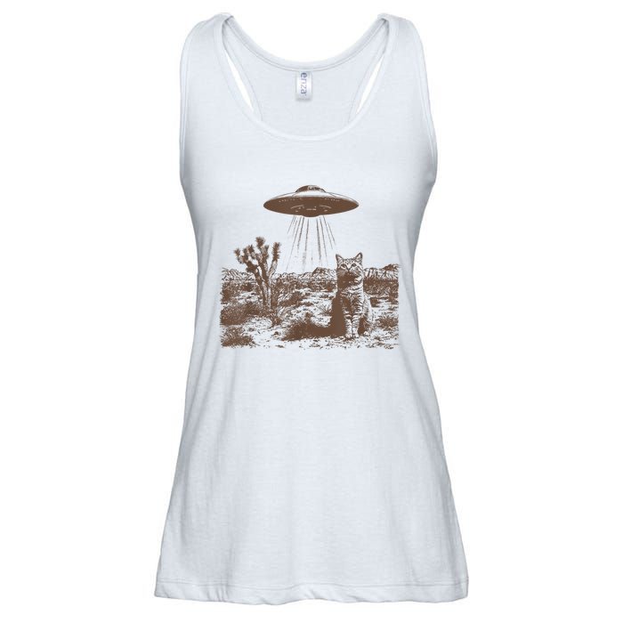 Retro 90s Western Vintage Ufo Cowboy Cat Wild West Kitten Ladies Essential Flowy Tank