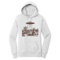 Retro 90s Western Vintage Ufo Cowboy Cat Wild West Kitten Women's Pullover Hoodie