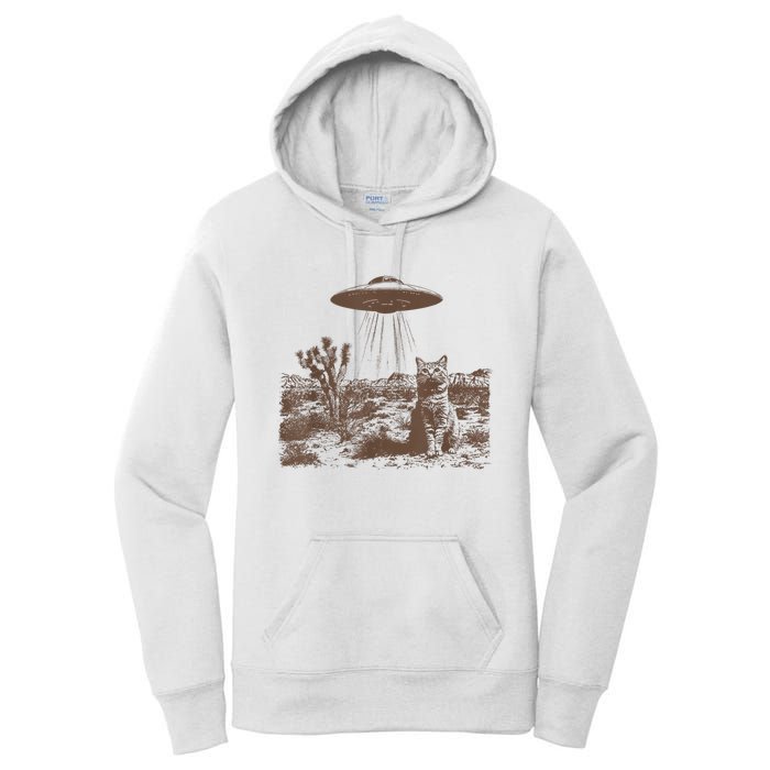 Retro 90s Western Vintage Ufo Cowboy Cat Wild West Kitten Women's Pullover Hoodie