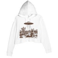 Retro 90s Western Vintage Ufo Cowboy Cat Wild West Kitten Crop Fleece Hoodie