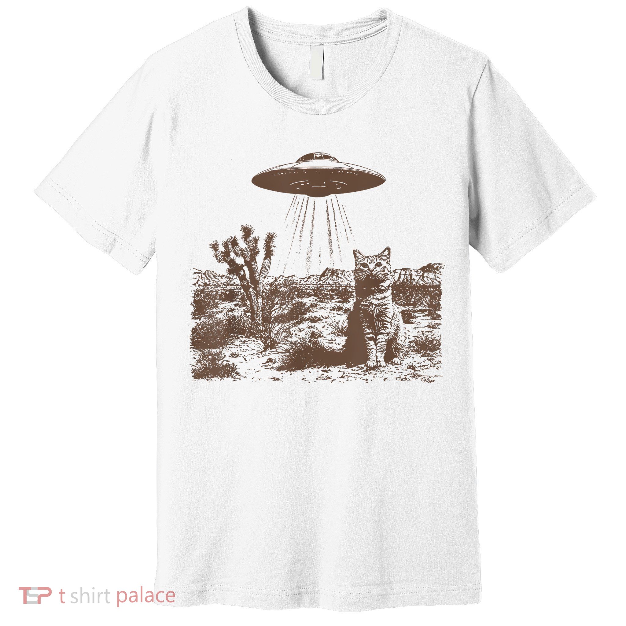 Retro 90s Western Vintage Ufo Cowboy Cat Wild West Kitten Premium T-Shirt
