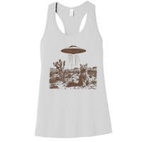 Retro 90s Western Vintage Ufo Cowboy Cat Wild West Kitten Women's Racerback Tank