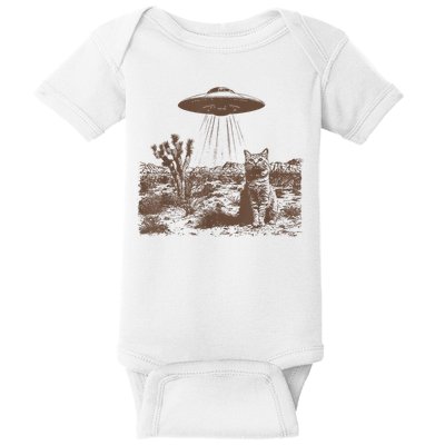 Retro 90s Western Vintage Ufo Cowboy Cat Wild West Kitten Baby Bodysuit