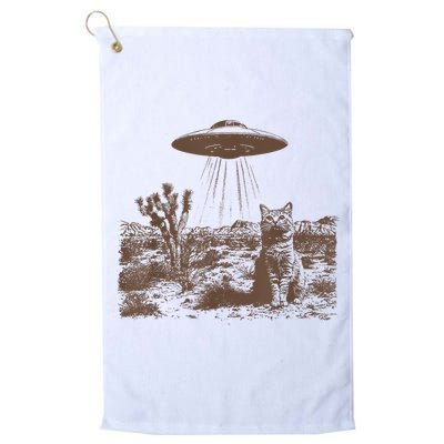 Retro 90s Western Vintage Ufo Cowboy Cat Wild West Kitten Golf Towel
