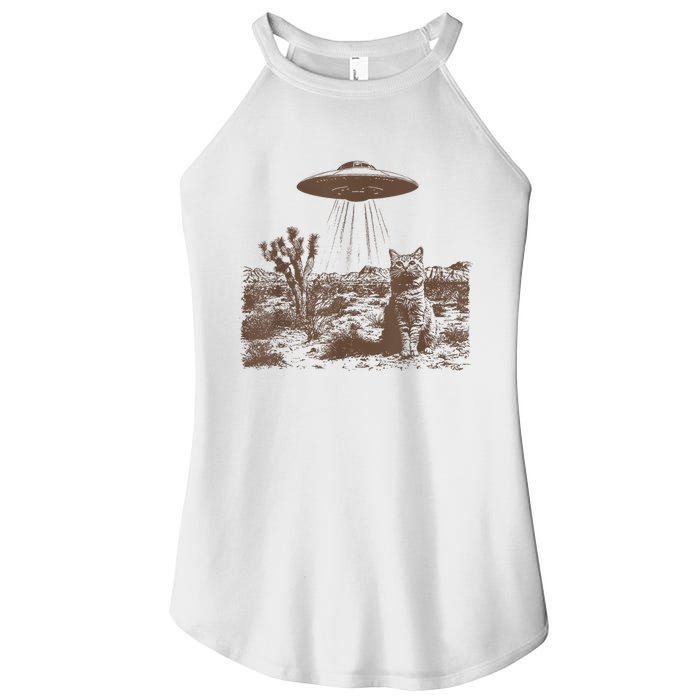 Retro 90s Western Vintage Ufo Cowboy Cat Wild West Kitten Women's Perfect Tri Rocker Tank