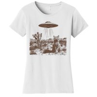 Retro 90s Western Vintage Ufo Cowboy Cat Wild West Kitten Women's T-Shirt