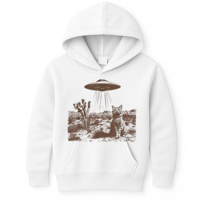 Retro 90s Western Vintage Ufo Cowboy Cat Wild West Kitten Kids Hoodie