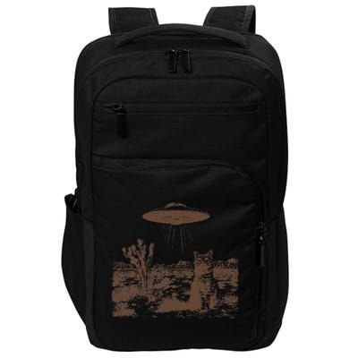 Retro 90s Western Vintage Ufo Cowboy Cat Wild West Kitten Gift Impact Tech Backpack