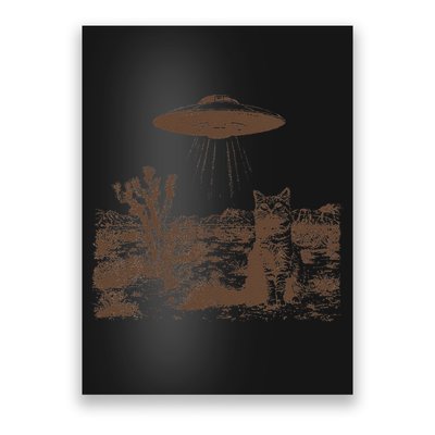 Retro 90s Western Vintage Ufo Cowboy Cat Wild West Kitten Gift Poster
