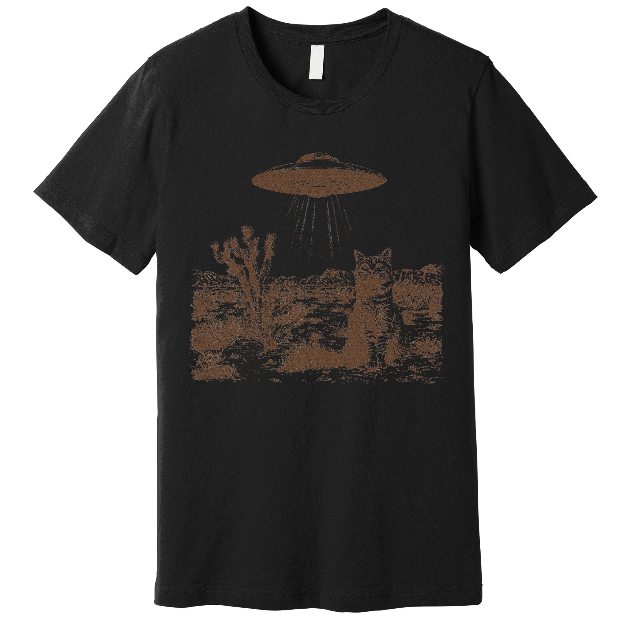 Retro 90s Western Vintage Ufo Cowboy Cat Wild West Kitten Gift Premium T-Shirt