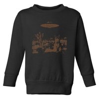 Retro 90s Western Vintage Ufo Cowboy Cat Wild West Kitten Gift Toddler Sweatshirt