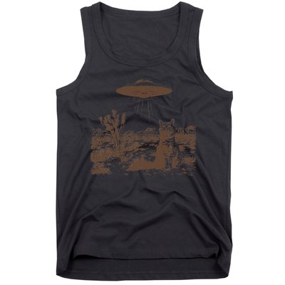 Retro 90s Western Vintage Ufo Cowboy Cat Wild West Kitten Gift Tank Top