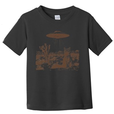 Retro 90s Western Vintage Ufo Cowboy Cat Wild West Kitten Gift Toddler T-Shirt