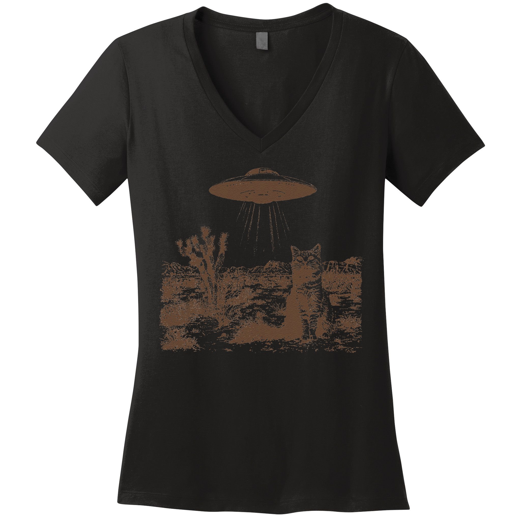 Retro 90s Western Vintage Ufo Cowboy Cat Wild West Kitten Gift Women's V-Neck T-Shirt