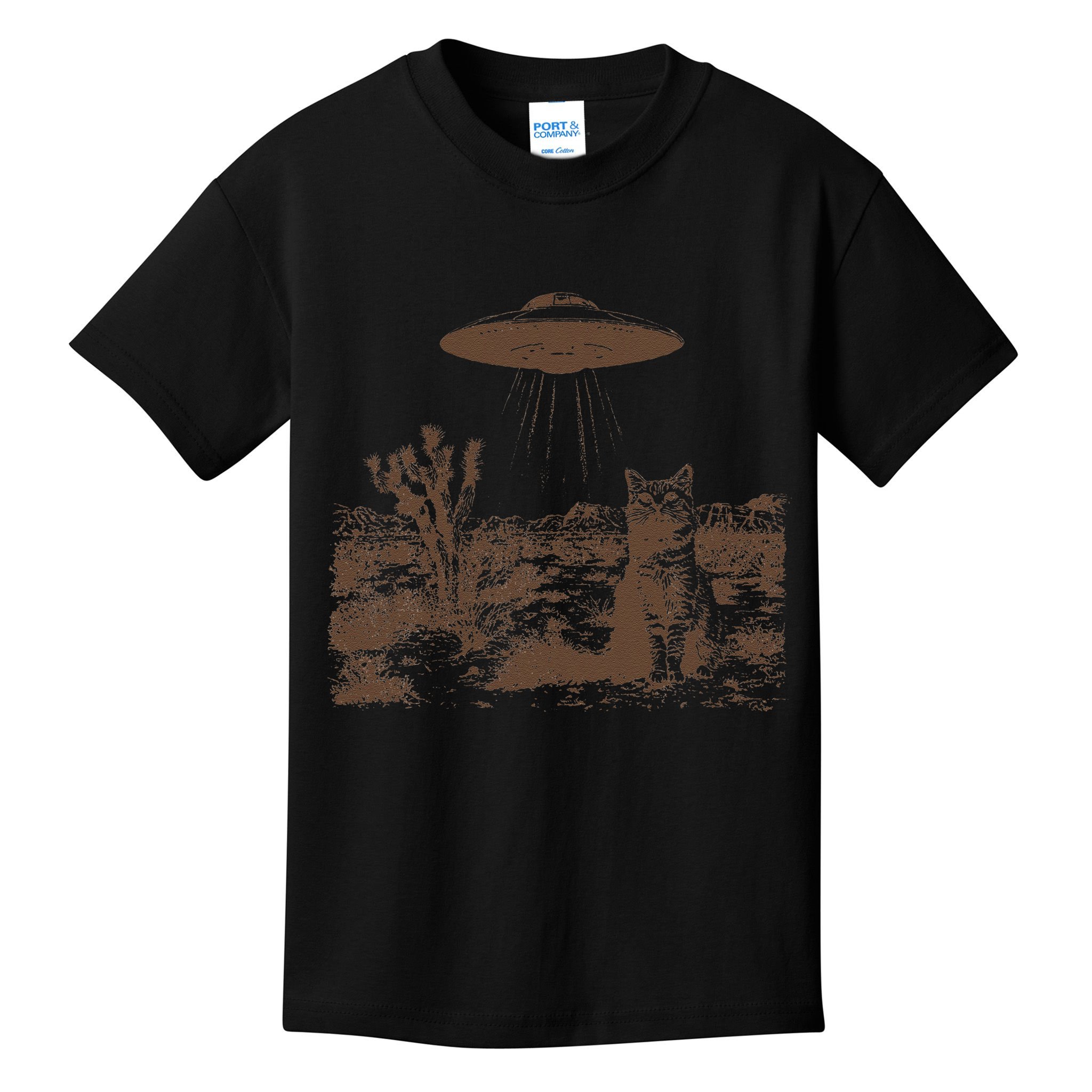 Retro 90s Western Vintage Ufo Cowboy Cat Wild West Kitten Gift Kids T-Shirt