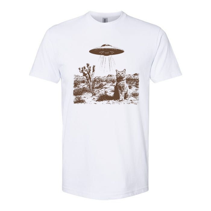 Retro 90s Western Vintage Ufo Cowboy Cat Wild West Kitten Softstyle CVC T-Shirt