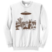 Retro 90s Western Vintage Ufo Cowboy Cat Wild West Kitten Sweatshirt