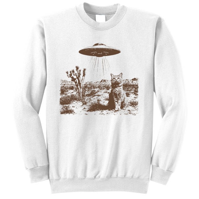 Retro 90s Western Vintage Ufo Cowboy Cat Wild West Kitten Sweatshirt