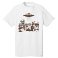 Retro 90s Western Vintage Ufo Cowboy Cat Wild West Kitten Tall T-Shirt