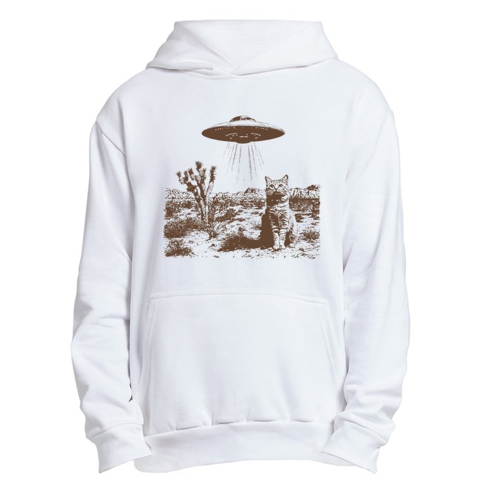 Retro 90s Western Vintage Ufo Cowboy Cat Wild West Kitten Urban Pullover Hoodie