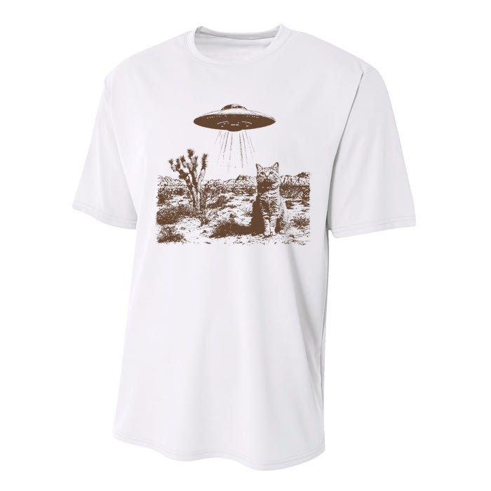 Retro 90s Western Vintage Ufo Cowboy Cat Wild West Kitten Performance Sprint T-Shirt