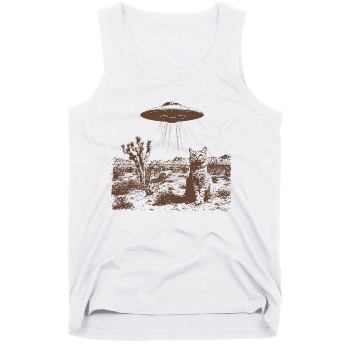 Retro 90s Western Vintage Ufo Cowboy Cat Wild West Kitten Tank Top