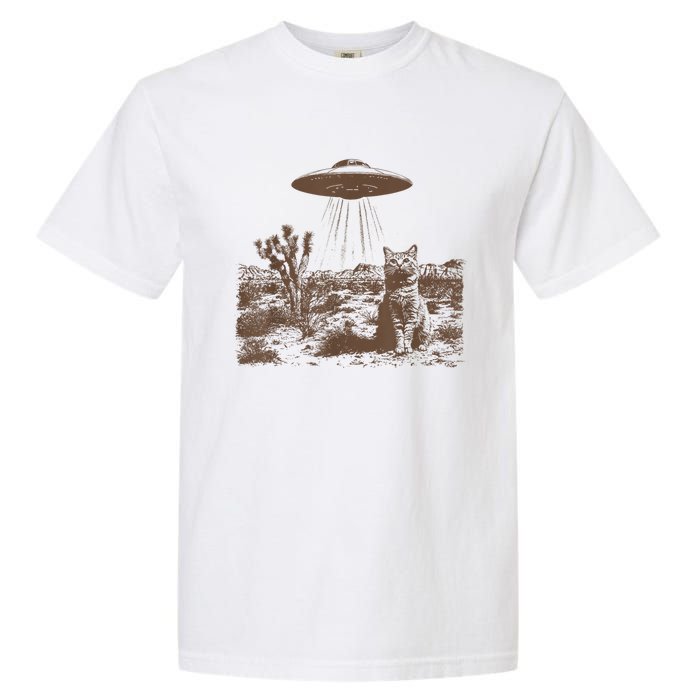 Retro 90s Western Ufo Cowboy Cat Wild West Kitten Vintage Garment-Dyed Heavyweight T-Shirt