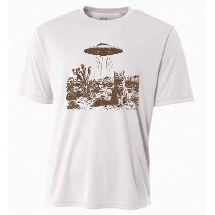 Retro 90s Western Ufo Cowboy Cat Wild West Kitten Vintage Cooling Performance Crew T-Shirt