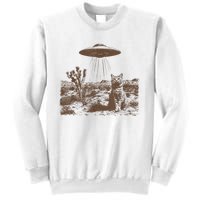 Retro 90s Western Ufo Cowboy Cat Wild West Kitten Vintage Sweatshirt