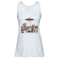 Retro 90s Western Ufo Cowboy Cat Wild West Kitten Vintage Ladies Essential Flowy Tank