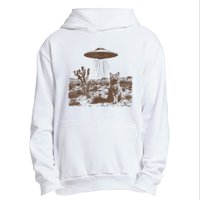 Retro 90s Western Ufo Cowboy Cat Wild West Kitten Vintage Urban Pullover Hoodie