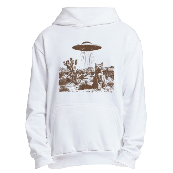 Retro 90s Western Ufo Cowboy Cat Wild West Kitten Vintage Urban Pullover Hoodie