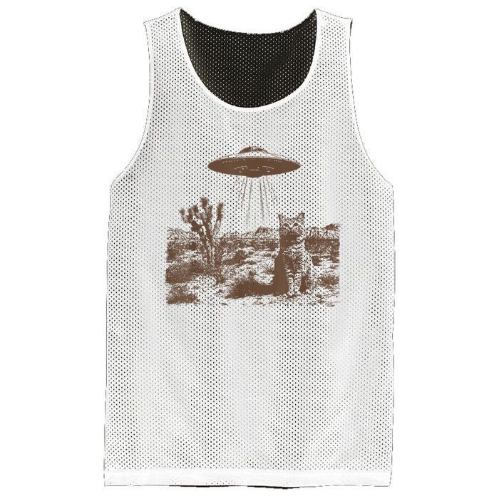 Retro 90s Western Ufo Cowboy Cat Wild West Kitten Vintage Mesh Reversible Basketball Jersey Tank