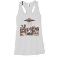 Retro 90s Western Ufo Cowboy Cat Wild West Kitten Vintage Women's Racerback Tank