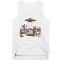 Retro 90s Western Ufo Cowboy Cat Wild West Kitten Vintage Tank Top