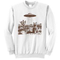 Retro 90s Western Vintage Ufo Cowboy Cat Wild West Kitten Sweatshirt