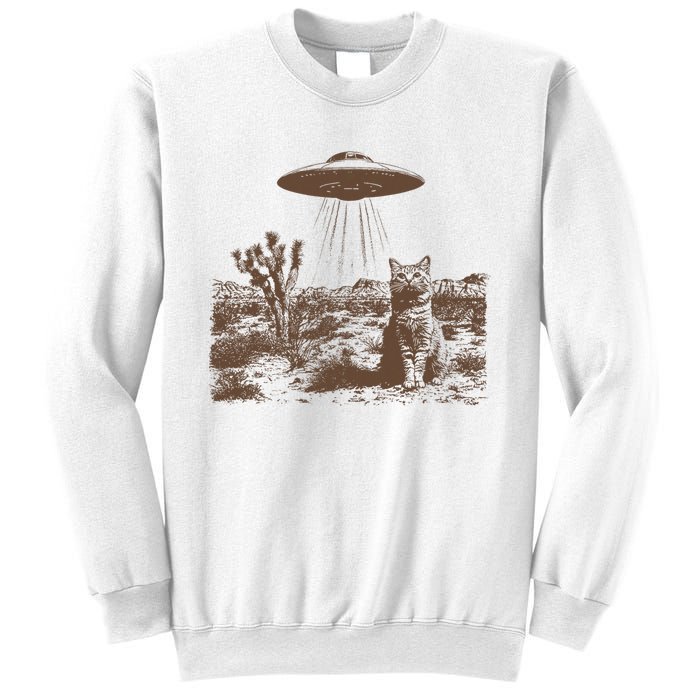 Retro 90s Western Vintage Ufo Cowboy Cat Wild West Kitten Sweatshirt